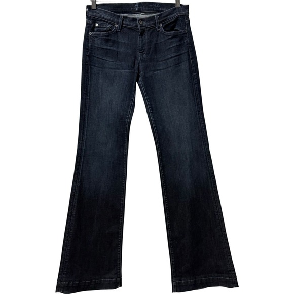 7 FOR ALL MANKIND Trouser Flare Low Rise Women's Denim Dark Wash Jeans Size 29 - Picture 1 of 5